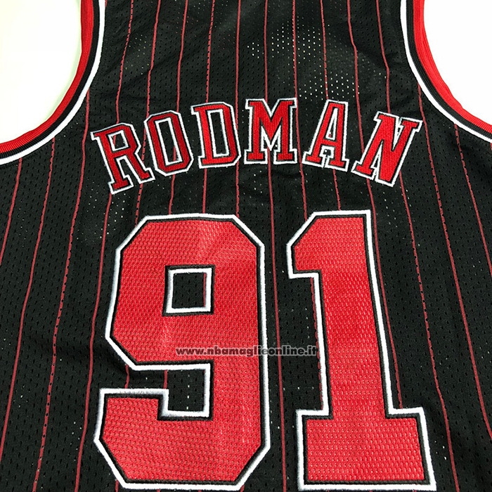 Maglia Chicago Bulls Dennis Rodman #91 Mitchell & Ness 1996-97 Nero
